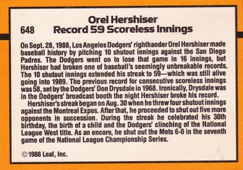 1989 Donruss #648 Orel Hershiser Back