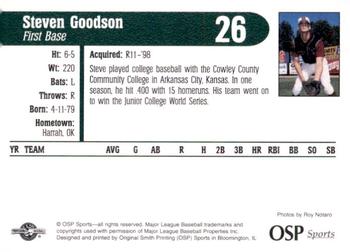 1998 OSP Sports Hudson Valley Renegades #NNO Steven Goodson Back