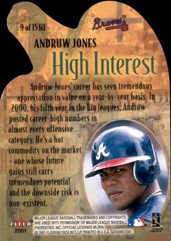 2001 Fleer Genuine - High Interest #9HI Andruw Jones  Back