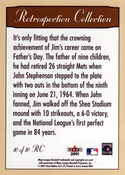 2001 Fleer Greats of the Game - Retrospection Collection #10 RC Jim Bunning Back