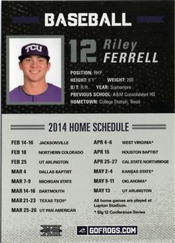 2014 TCU Horned Frogs Schedule Cards #NNO Riley Ferrell Back