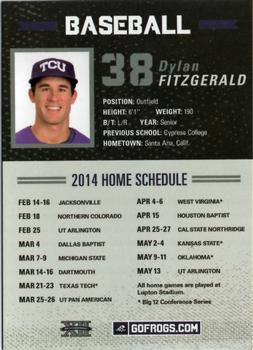 2014 TCU Horned Frogs Schedule Cards #NNO Dylan Fitzgerald Back