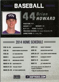 2014 TCU Horned Frogs Schedule Cards #NNO Brian Howard Back
