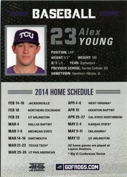 2014 TCU Horned Frogs Schedule Cards #NNO Alex Young Back