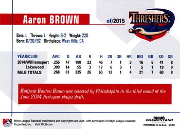 2015 Grandstand Clearwater Threshers #NNO Aaron Brown Back