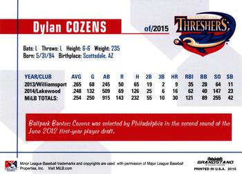 2015 Grandstand Clearwater Threshers #NNO Dylan Cozens Back