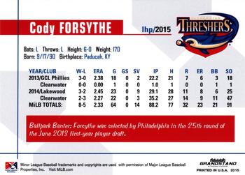 2015 Grandstand Clearwater Threshers #NNO Cody Forsythe Back