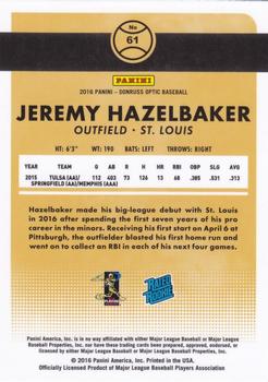 2016 Donruss Optic #61 Jeremy Hazelbaker Back