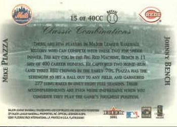 2001 Fleer Platinum - Classic Combinations Retail #15 CC Mike Piazza / Johnny Bench  Back