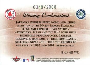 2001 Fleer Platinum - Winning Combinations #8 WC Hideo Nomo / Ichiro Back