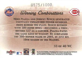2001 Fleer Platinum - Winning Combinations #33 WC Mike Piazza / Johnny Bench Back