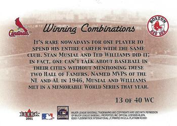 2001 Fleer Platinum - Winning Combinations Blue #13 WC Stan Musial / Ted Williams Back
