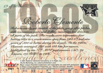 2001 Fleer Premium - Decades of Excellence #19 de Roberto Clemente Back