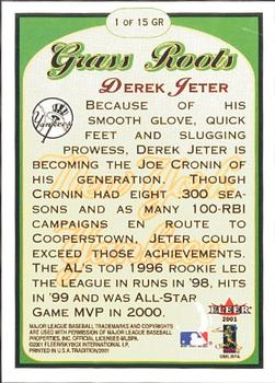 2001 Fleer Tradition - Grass Roots #1 GR Derek Jeter Back