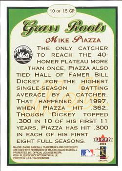 2001 Fleer Tradition - Grass Roots #10 GR Mike Piazza Back
