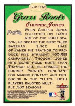 2001 Fleer Tradition - Grass Roots #12 GR Chipper Jones Back
