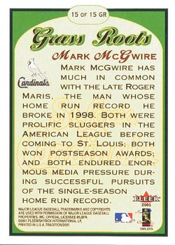 2001 Fleer Tradition - Grass Roots #15 GR Mark McGwire Back