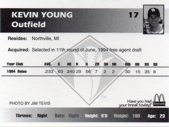 1995 Cedar Rapids Kernels #NNO Kevin Young Back