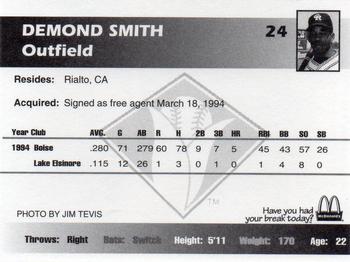 1995 Cedar Rapids Kernels #NNO Demond Smith Back