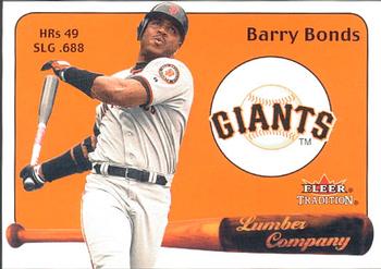 2001 Fleer Tradition - Lumber Company #20 LC Barry Bonds Front