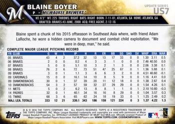 2016 Topps Update #US7 Blaine Boyer Back