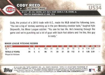 2016 Topps Update #US34 Cody Reed Back