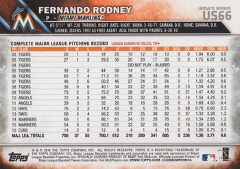 2016 Topps Update #US66 Fernando Rodney Back