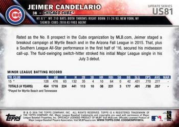 2016 Topps Update #US81 Jeimer Candelario Back