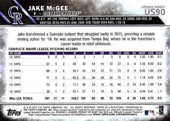 2016 Topps Update #US90 Jake McGee Back