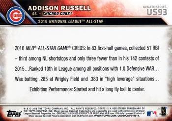 2016 Topps Update #US93 Addison Russell Back