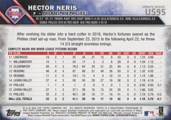 2016 Topps Update #US95 Hector Neris Back