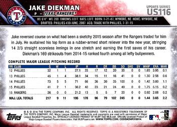 2016 Topps Update #US116 Jake Diekman Back