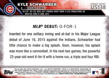 2016 Topps Update #US138 Kyle Schwarber Back