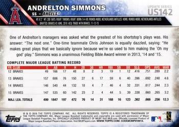 2016 Topps Update #US142 Andrelton Simmons Back