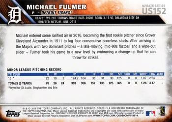 2016 Topps Update #US152 Michael Fulmer Back