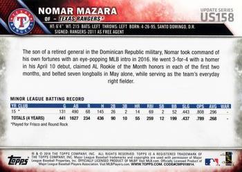 2016 Topps Update #US158 Nomar Mazara Back