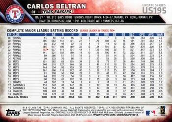 2016 Topps Update #US195 Carlos Beltran Back
