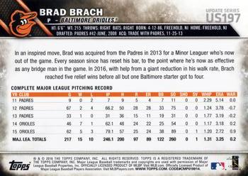 2016 Topps Update #US197 Brad Brach Back