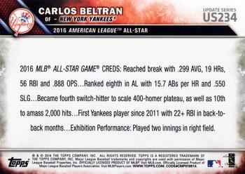 2016 Topps Update #US234 Carlos Beltran Back