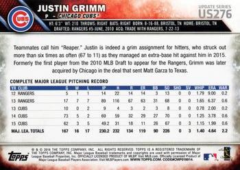 2016 Topps Update #US276 Justin Grimm Back