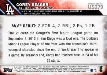 2016 Topps Update #US279 Corey Seager Back