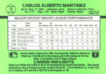 1989 Donruss The Rookies #14 Carlos Martinez Back