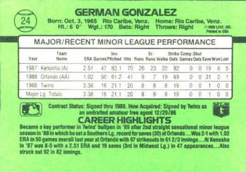 1989 Donruss The Rookies #24 German Gonzalez Back