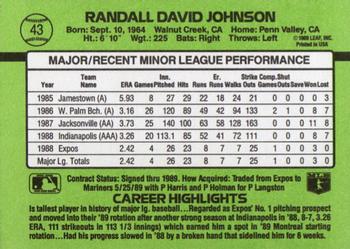 1989 Donruss The Rookies #43 Randy Johnson Back