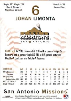 2013 Grandstand San Antonio Missions #NNO Johan Limonta Back