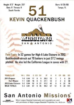 2013 Grandstand San Antonio Missions #NNO Kevin Quackenbush Back