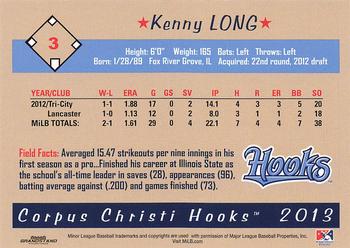 2013 Grandstand Corpus Christi Hooks #NNO Kenny Long Back