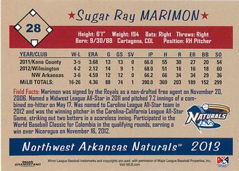 2013 Grandstand Northwest Arkansas Naturals #NNO Sugar Ray Marimon Back