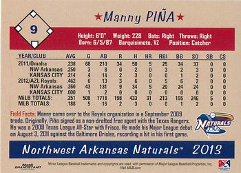 2013 Grandstand Northwest Arkansas Naturals #NNO Manny Pina Back