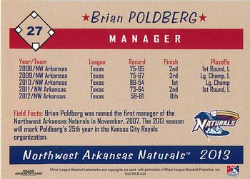 2013 Grandstand Northwest Arkansas Naturals #NNO Brian Poldberg Back